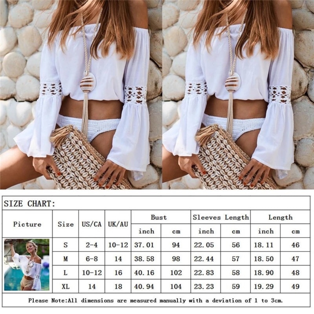 Off Shoulder Bohemian Bell Sleeve Top - Picture 6 of 6